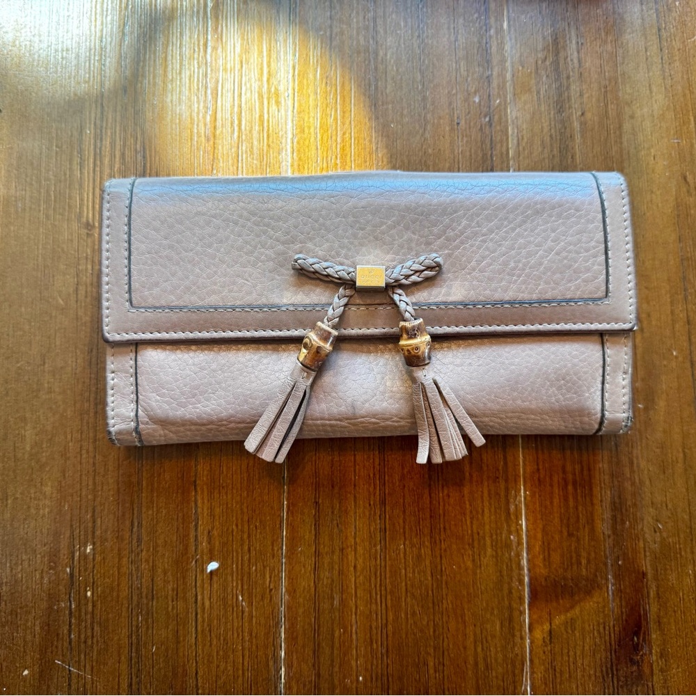 Pre-Loved Gucci Bamboo Tassel Continental Brown Leather Wallet - Comes with Box - Picture 3 of 14